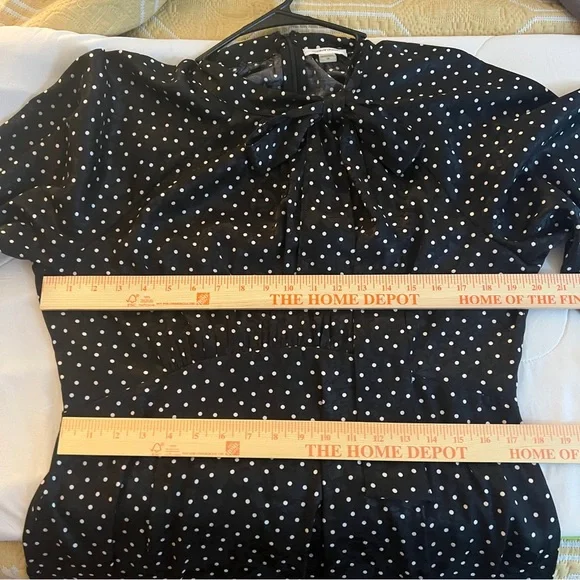 Calvin Klein Black Polka Dot Jacquard Midi Dress NWT Size 14 - Picture 9 of 11